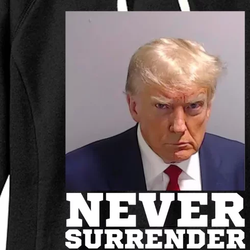 Trump never surrender 2024 Mugshot Women's Fleece Hoodie