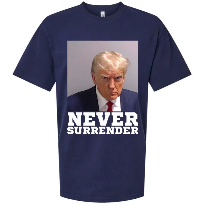 Trump never surrender 2024 Mugshot Sueded Cloud Jersey T-Shirt