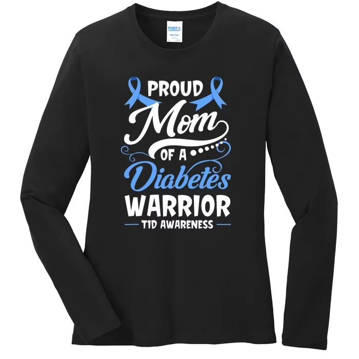 T1D Mom Type 1 Diabetes Awareness Gift Ladies Long Sleeve Shirt