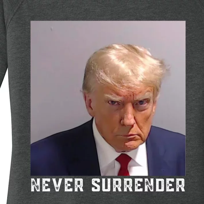 Trump never surrender 2024 Mugshot Women's Perfect Tri Tunic Long Sleeve Shirt