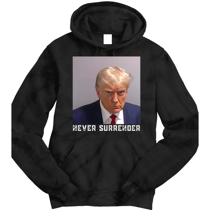 Trump never surrender 2024 Mugshot Tie Dye Hoodie