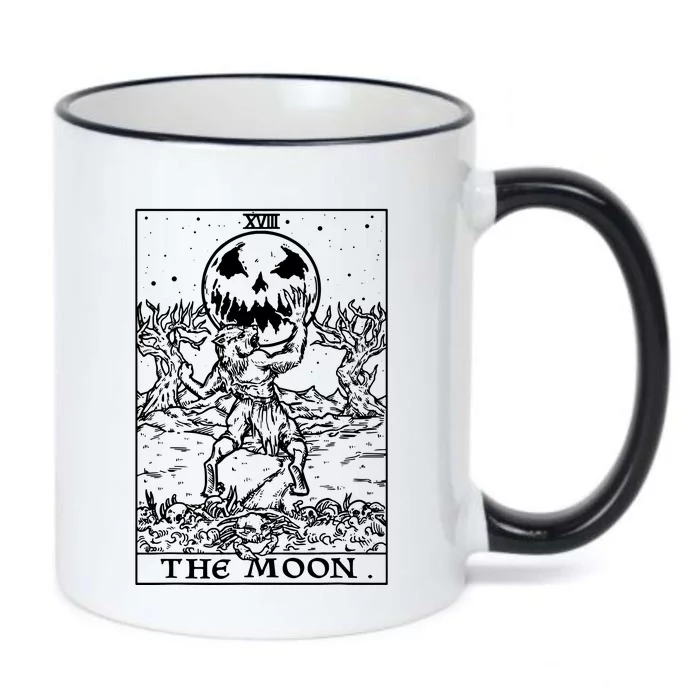 The Moon Tarot Card Werewolf Black Color Changing Mug