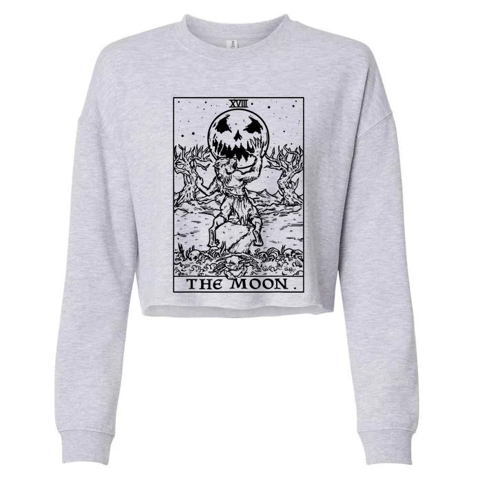 The Moon Tarot Card Werewolf Cropped Pullover Crew