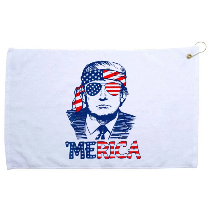 Trump Merica Trump 4th Of July American Flag Grommeted Golf Towel