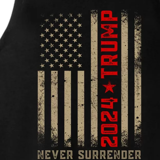 Trump never surrender 2024 Mugshot Ladies Tri-Blend Wicking Tank