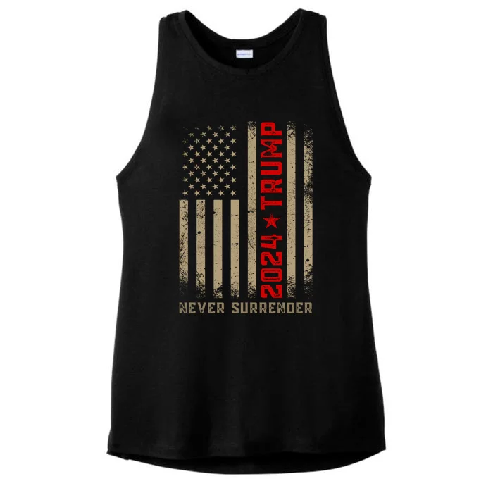 Trump never surrender 2024 Mugshot Ladies Tri-Blend Wicking Tank