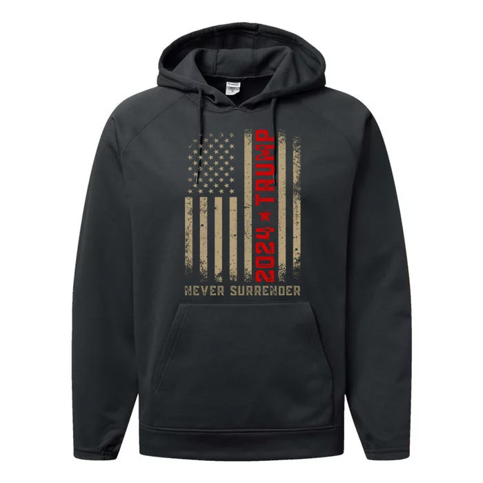 Trump never surrender 2024 Mugshot Performance Fleece Hoodie