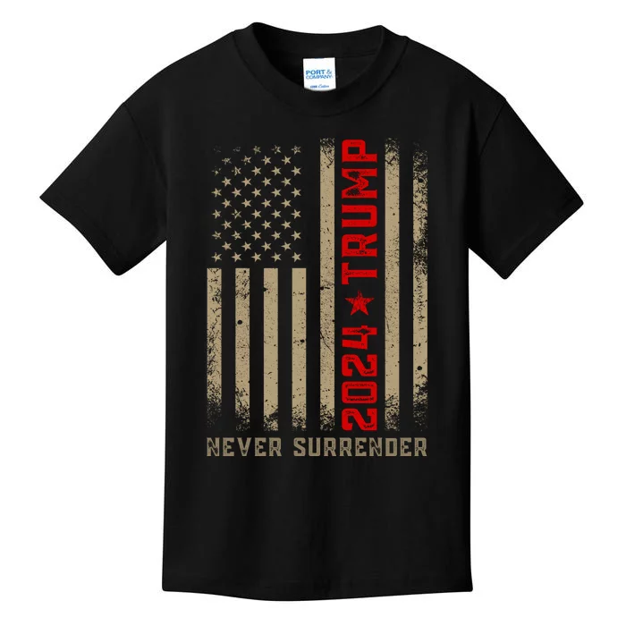 Trump never surrender 2024 Mugshot Kids T-Shirt