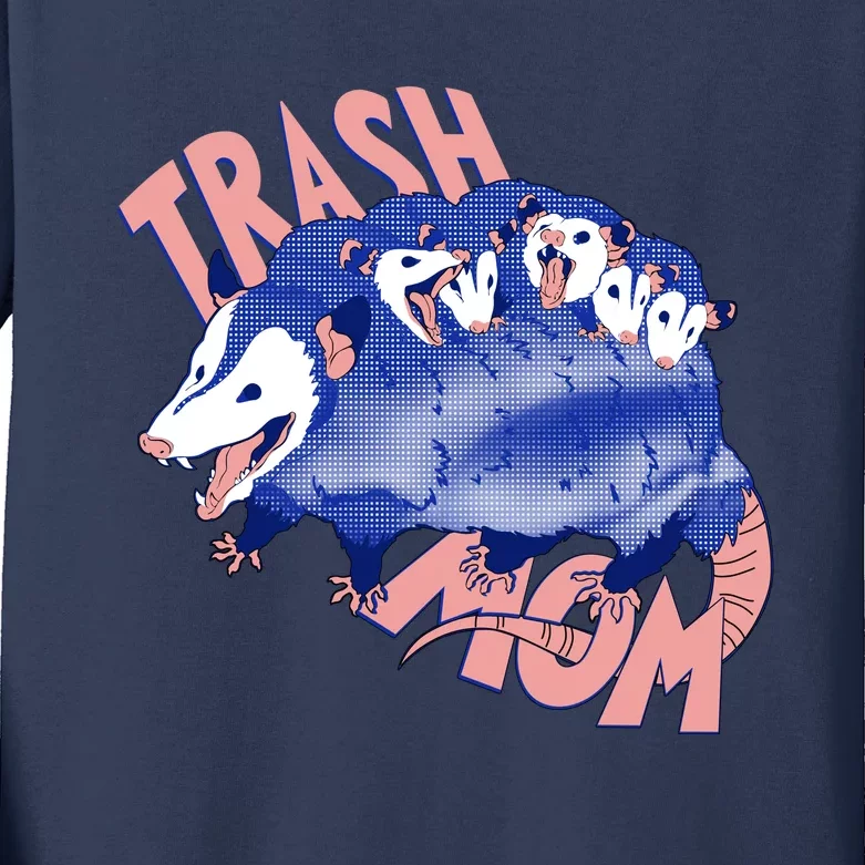 Trash Mom Trash Panda Racoon Meme Kids Long Sleeve Shirt