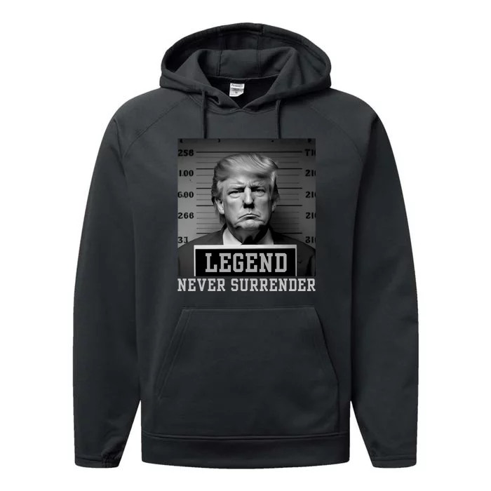 Trump never surrender 2024 Mugshot Performance Fleece Hoodie