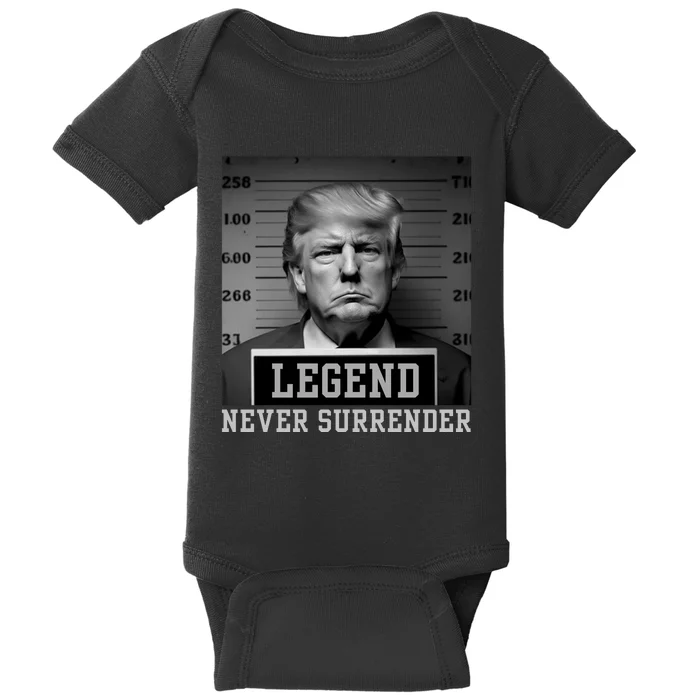 Trump never surrender 2024 Mugshot Baby Bodysuit