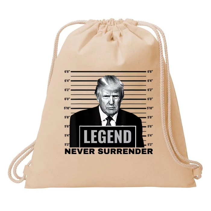 Trump never surrender 2024 Mugshot Drawstring Bag