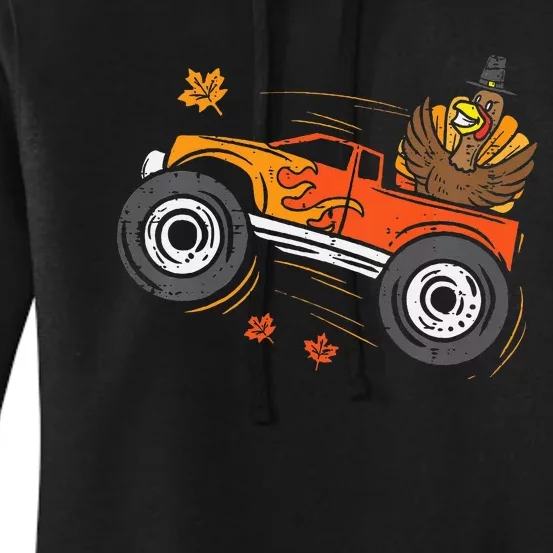 Turkey Monster Truck Funny Thanksgiving Women's Pullover Hoodie