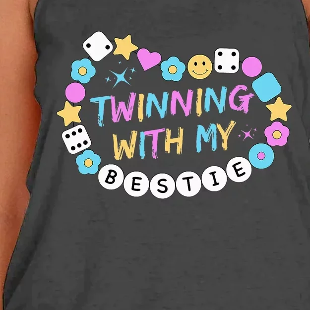 Twin Matching Twins Day Friend Twinning With My Bestie Twin Women's Knotted Racerback Tank