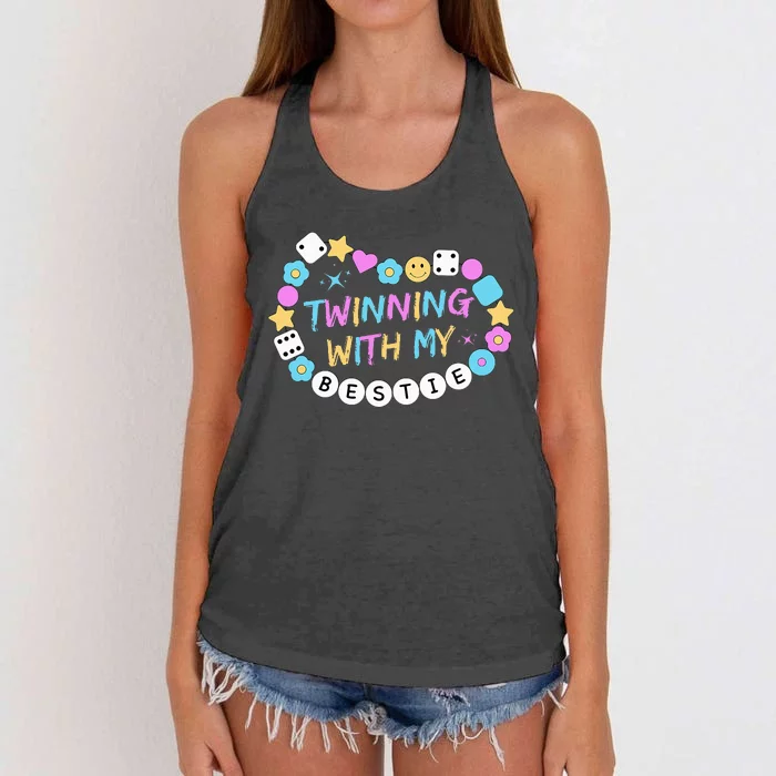 Twin Matching Twins Day Friend Twinning With My Bestie Twin Women's Knotted Racerback Tank