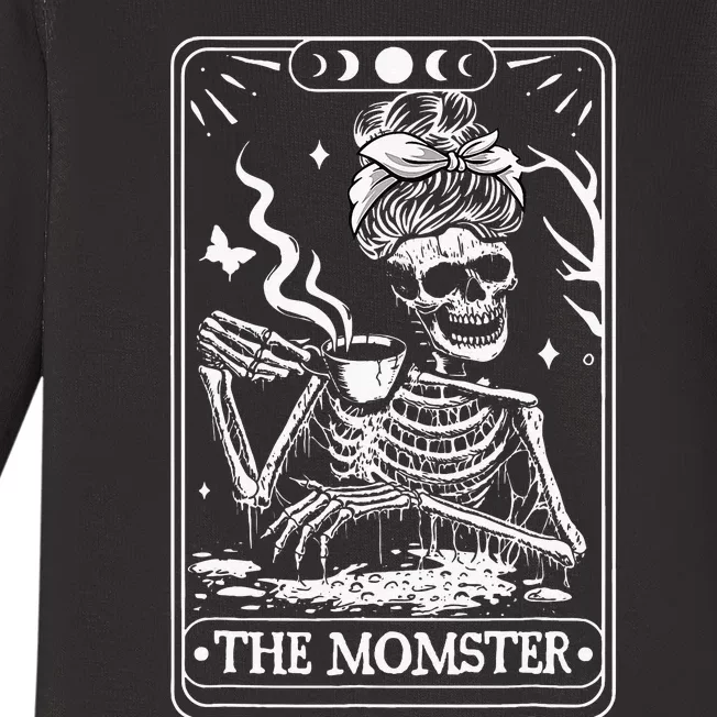 The Momster Tarot Card Skeleton Halloween Baby Long Sleeve Bodysuit