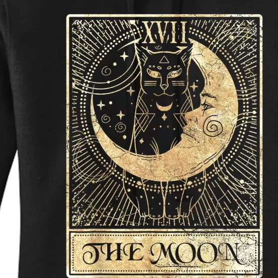 The Moon Tarot Card Crescent Cat Night Halloween Costume Women's Pullover Hoodie