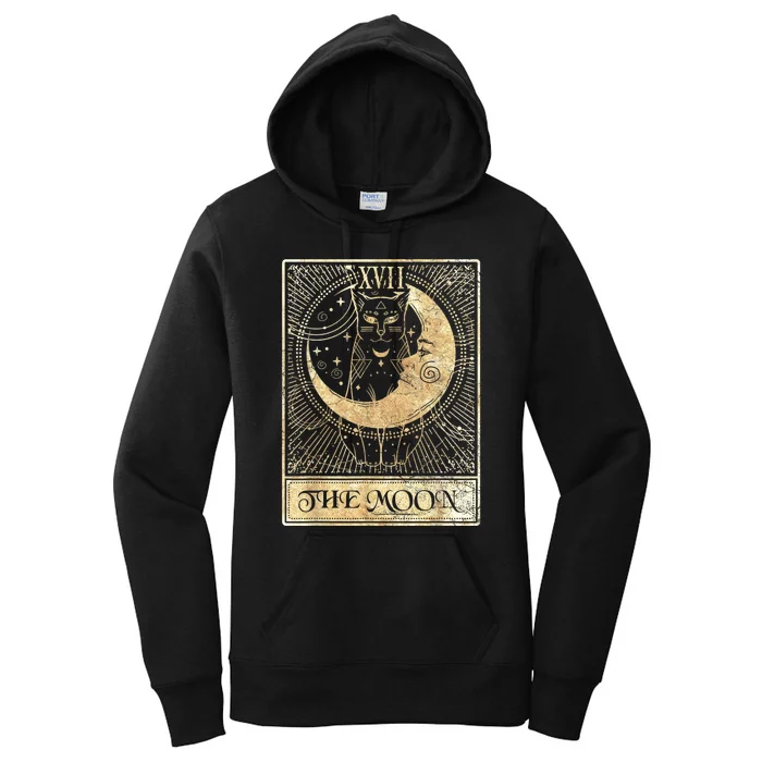 The Moon Tarot Card Crescent Cat Night Halloween Costume Women's Pullover Hoodie