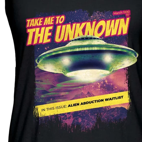 Take Me To The Unknown UFO Alien Ladies Essential Flowy Tank