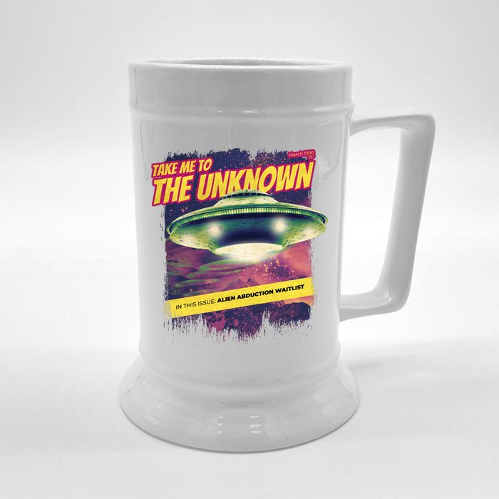 Take Me To The Unknown UFO Alien Front & Back Beer Stein