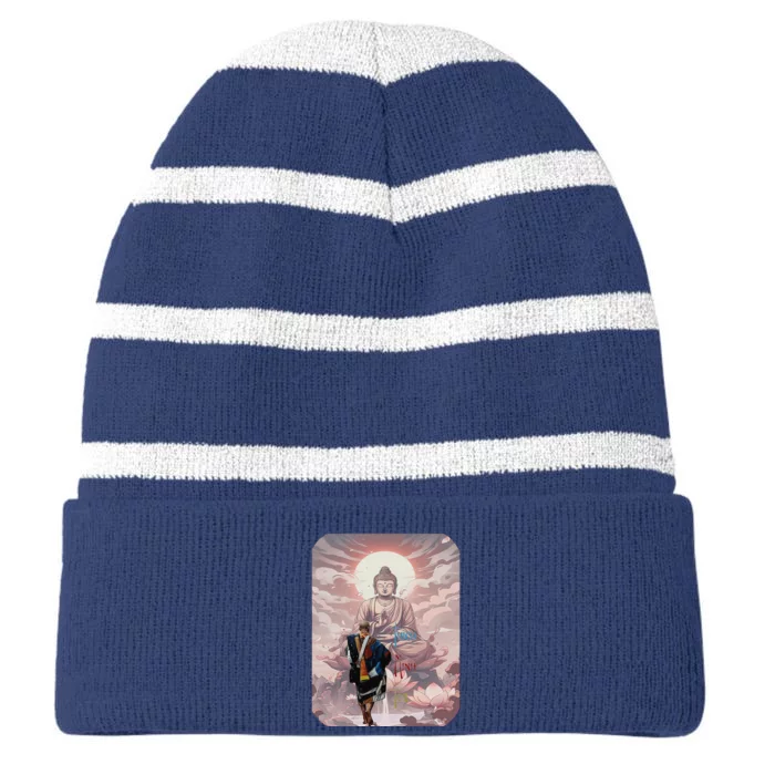 Thich Minh Tue On Back Monks Vietnamese Minh Tue Striped Beanie with Solid Band