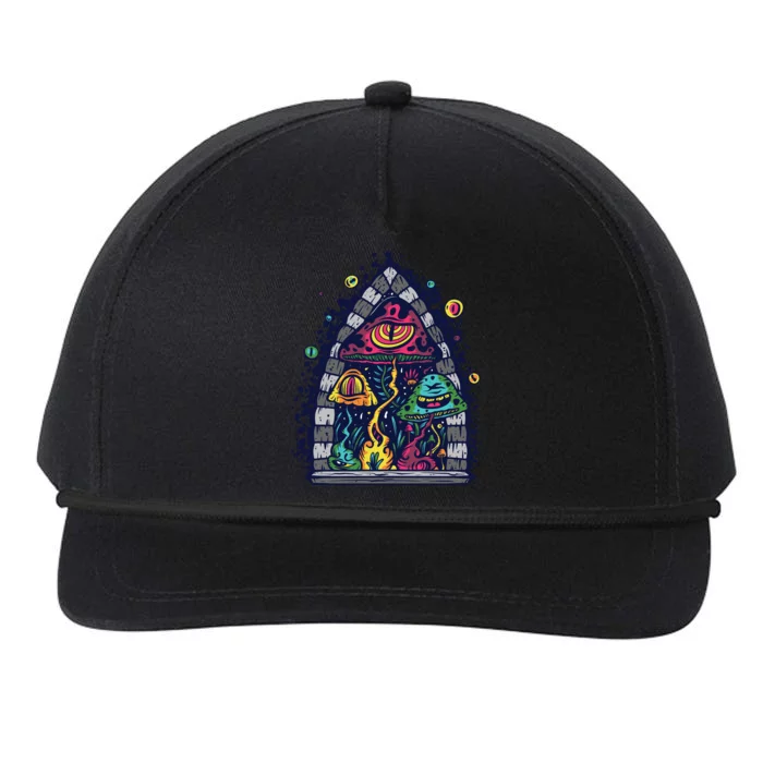 Trippy Mushrooms Snapback Five-Panel Rope Hat