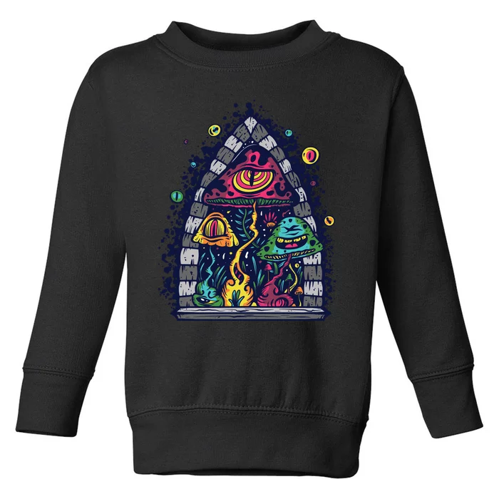 Trippy Mushrooms Toddler Sweatshirt