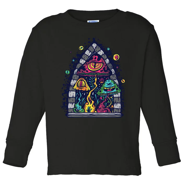 Trippy Mushrooms Toddler Long Sleeve Shirt