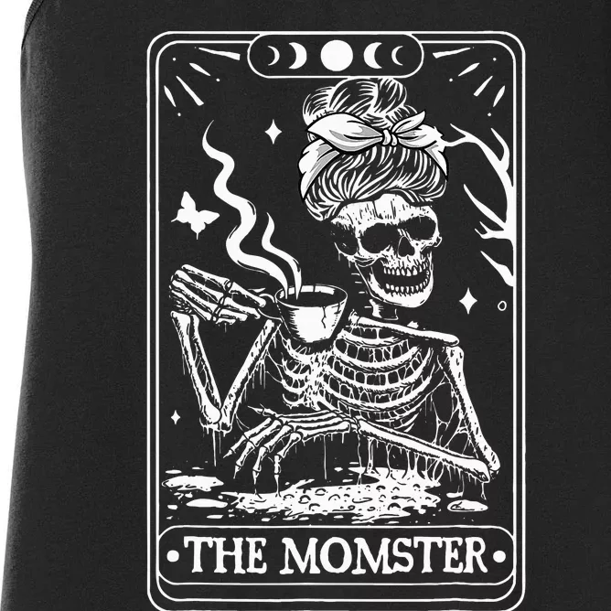 The Momster Tarot Card Skeleton Halloween Mom Mama Women's Racerback Tank