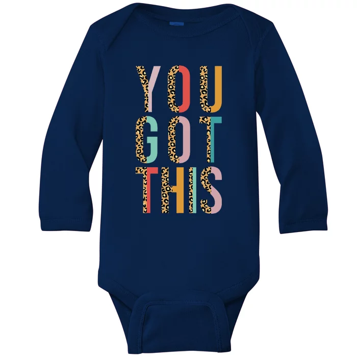 Test Motivational Testing Day Leopard For Teacher Test Day Baby Long Sleeve Bodysuit