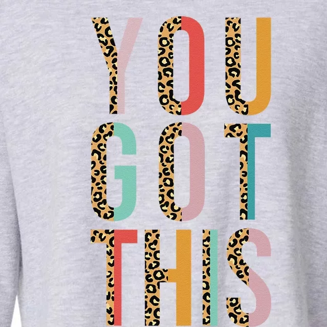 Test Motivational Testing Day Leopard For Teacher Test Day Cropped Pullover Crew