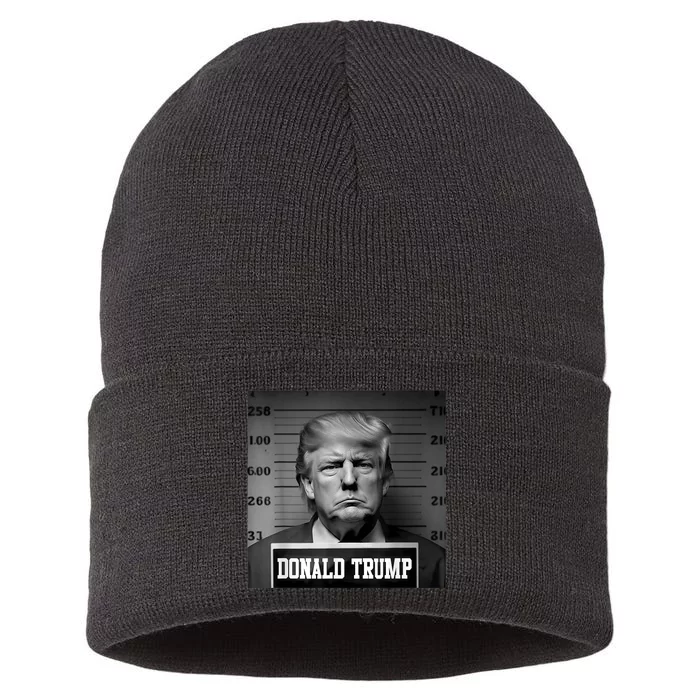 Trump Mugshot Trump Mug Shot Trending Sustainable Knit Beanie