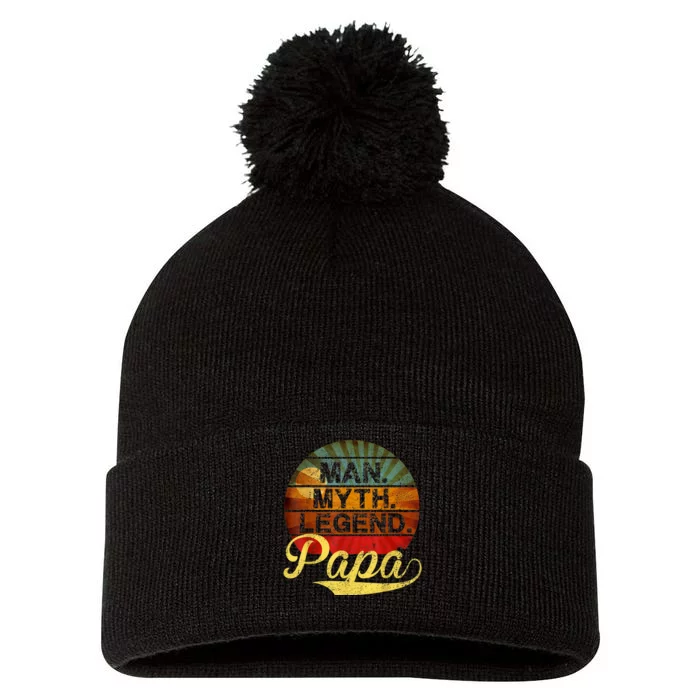 The Man The Myth The Legend Papa Vintage Retro Pom Pom 12in Knit Beanie