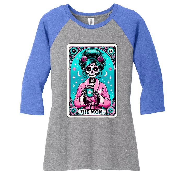 The Mom Tarot Card Skeleton Witch Mom Skull Women's Tri-Blend 3/4-Sleeve Raglan Shirt