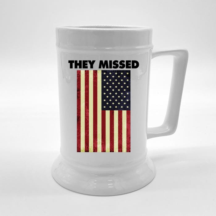 They Missed Trump Rally Shooting Gun Shot Front & Back Beer Stein