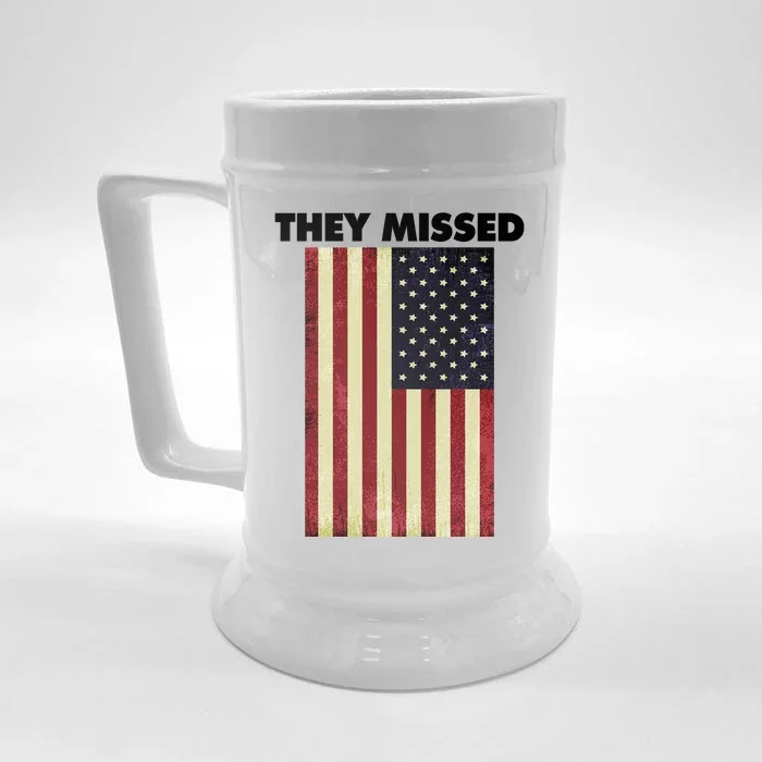 They Missed Trump Rally Shooting Gun Shot Front & Back Beer Stein