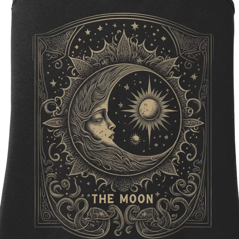 The Moon Tarot Card Goth Emo Occult Graphic Ladies Essential Tank