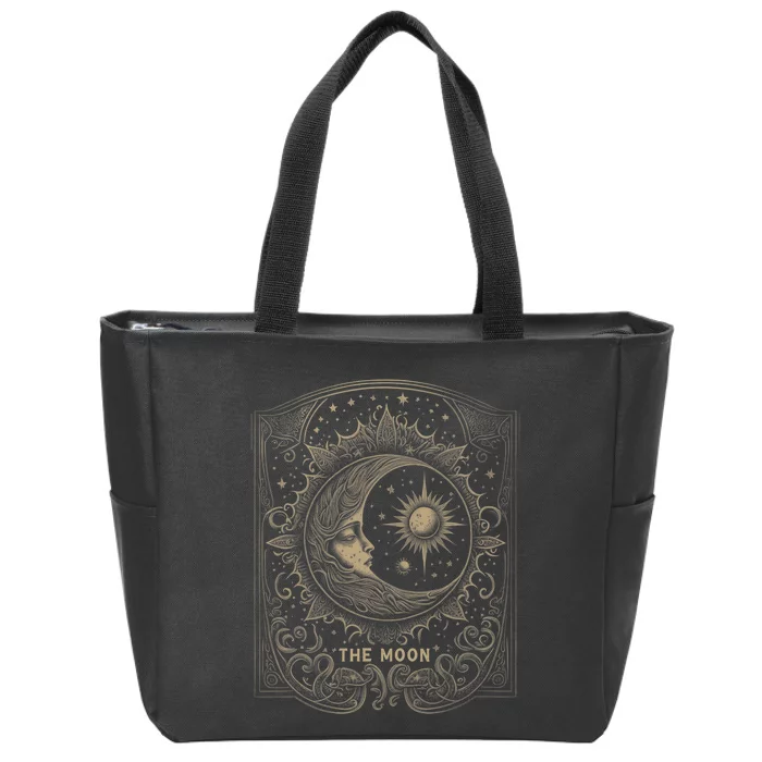 The Moon Tarot Card Goth Emo Occult Graphic Zip Tote Bag