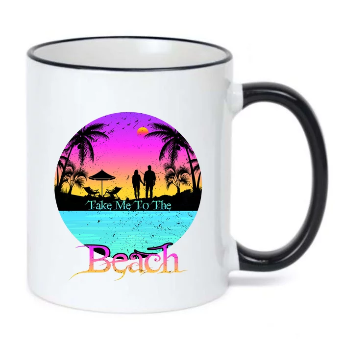 Take Me To The Beach With A Summer Couple Black Color Changing Mug