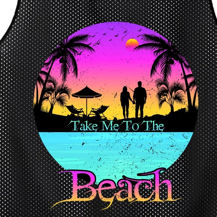 Take Me To The Beach With A Summer Couple Mesh Reversible Basketball Jersey Tank