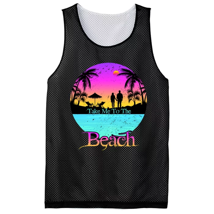 Take Me To The Beach With A Summer Couple Mesh Reversible Basketball Jersey Tank