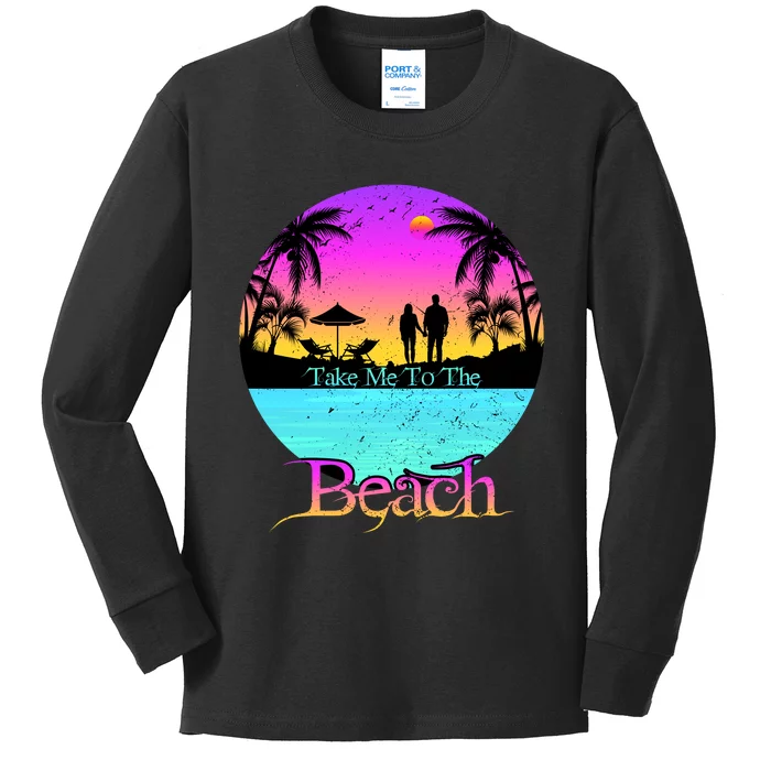 Take Me To The Beach With A Summer Couple Kids Long Sleeve Shirt