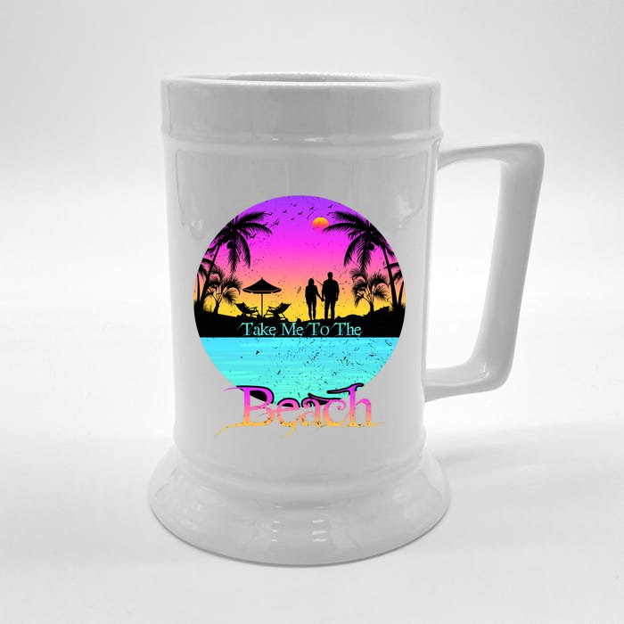 Take Me To The Beach With A Summer Couple Front & Back Beer Stein