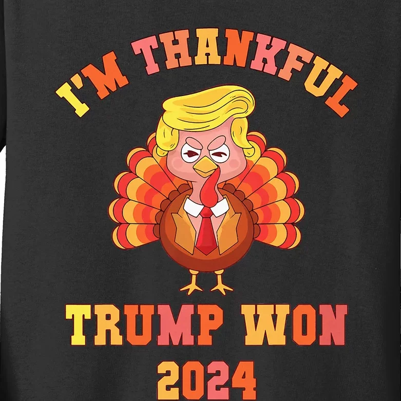 Trump Make Thanksgiving Great Again IM Thankful Trump Won Kids Long Sleeve Shirt