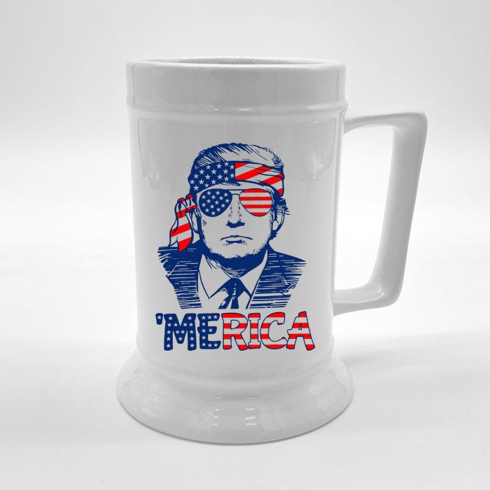 Trump Merica Trump Funny 4th Of July Front & Back Beer Stein