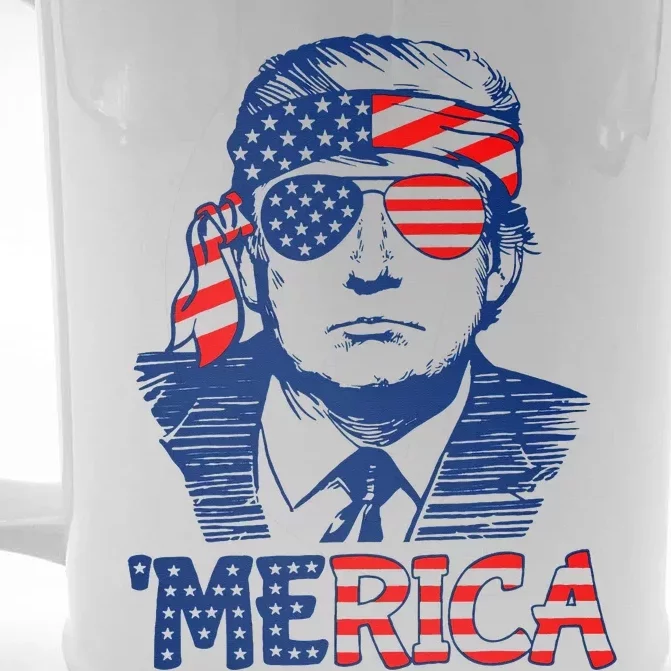 Trump Merica Trump Funny 4th Of July Front & Back Beer Stein