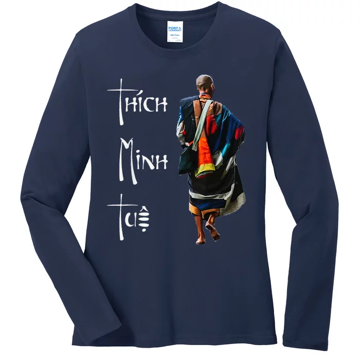 Thich Minh Tue Buddhist Monk Spiritual Journey Vietnam Ladies Long Sleeve Shirt