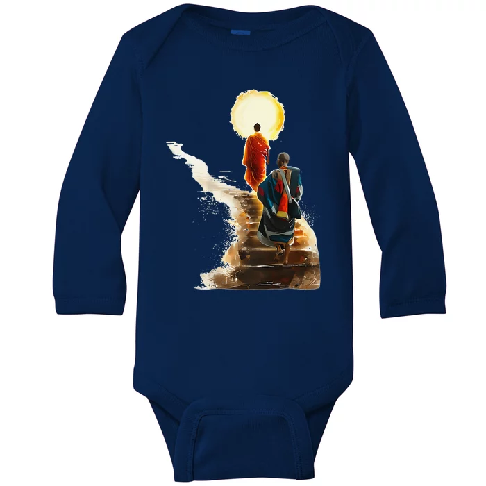 Thich Minh Tue On Back Monks Vietnamese Baby Long Sleeve Bodysuit