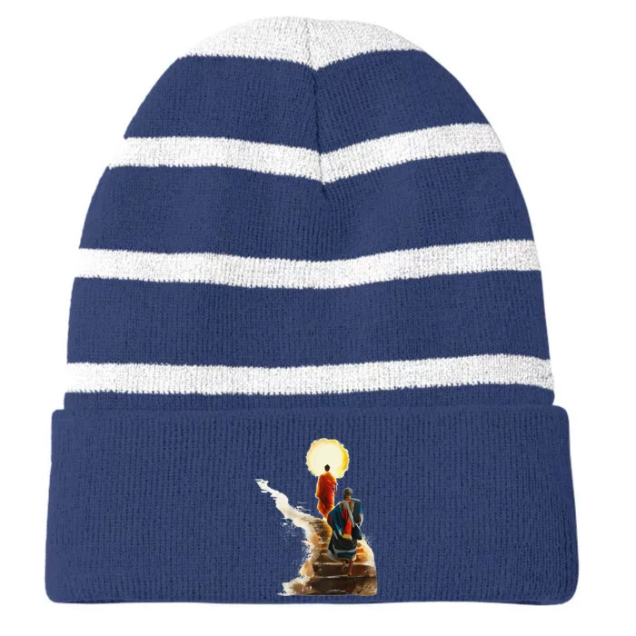 Thich Minh Tue On Back Monks Vietnamese Striped Beanie with Solid Band