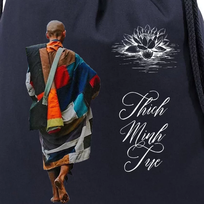 Thich Minh Tue Vietnamese Buddha Peace Lotus Calligraphy Drawstring Bag